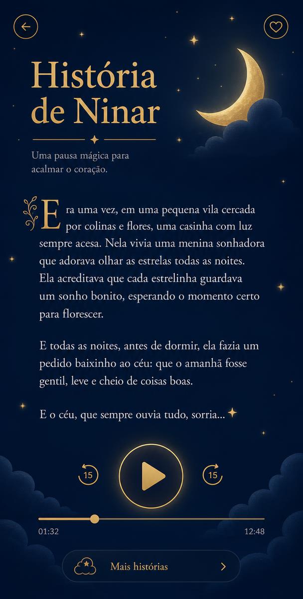 Tela de história de ninar do Belinda App